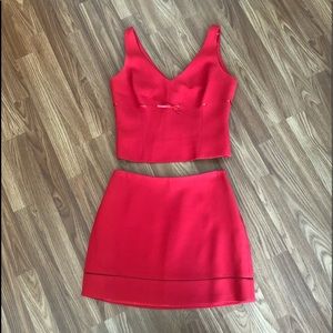 Vintage Red Bebe Two pieces Skirt And Top Set